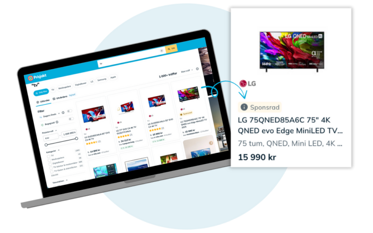Prisjakt lanserar sponsrade produktkort – stärker satsningen på retail media